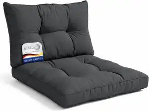 Beautissu Lounge Auflagen Set Sitzkissen 50x50 cm & Rückenkissen 50x40 cm Anthra