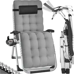 tectake® Sonnenliege klappbar, Liegestuhl, Gartenliege stufenlos verstellbar, Ou