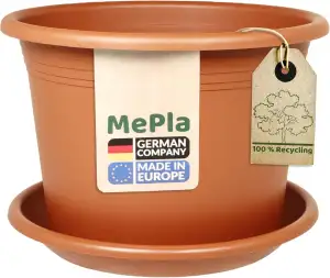 MePla - Blumentopf Pflanzkübel Cylindro ø60 cm + Untersetzer ø58 cm, Terrakotta,