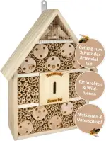 Insektenhotel und Nistkasten Höhe 38 cm - Schmetterlingshaus Marienkäferhotel Bienenhotel aus Holz