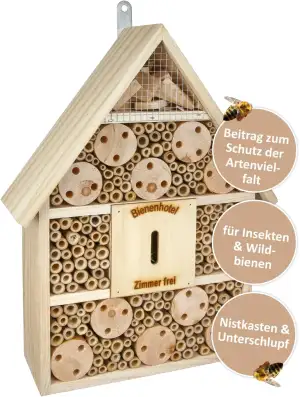 Insektenhotel und Nistkasten Höhe 38 cm - Schmetterlingshaus Marienkäferhotel Bi