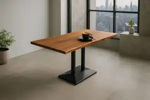 SAM Bistrotisch Isla, Akazienholz massiv & nussbaumfarben, Säulentisch/Esstisch 