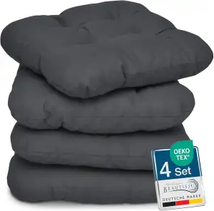 Beautissu 4er Set Sitzkissen 40x40 cm Lisa Anthrazit - weiche Indoor & Outdoor K