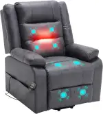 Elektrischer Fernsehsessel mit aufstehhilfe, Relaxsessel Massagesessel mit Wärmefunktion, Liegefu...