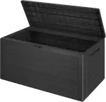 Casaria® Gartenbox 280L UV-beständig Griffmulden Verschlussvorrichtung Balkon Terrasse Wohnzimmer Wintergarten Kissenbox 116x43cm Holz-Optik Anthrazit