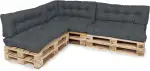 TexDeko® Garden Palettenkissen 120x80x18cm wasserabweisend UV - beständig In- & Outdoor Premium Sitzkissen gesteppt Palettenauflage für Europaletten (7-TLG Set, Anthrazit)