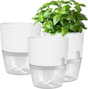 Kräutertopf Küche Set,Blumentopf Fensterbank selbstbewässernd-3er Set Kräutergar