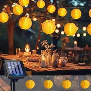 Solar Lichterkette Lampions Außen, 6M 20LEDs Laternen mit Solarpanel, Wetterfest IP65, Solarlampe...