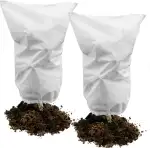 2pcs Winterschutz-Haube, 50g/m² 80cm x 100cm Frostschutzhaube für Pflanzenmit mit Zugband, Garden Winterschutzvlies für Pflanzen für Wetterfest, Kälte, Vögel und Insekten Beige -Weiss