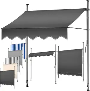 KESSER® Klemmmarkise mit Handkurbel Balkon | Balkonmarkise ohne Bohren | Markise UV-beständig höhenverstellbar & wasserabweisend | Sonnenschutz für Balkon Terrasse & Garten, Terrassenüberdachung 150cm