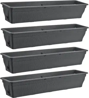 4x Balkonkasten 100cm Blumenkasten mit Wasserspeicher anthrazit, 25 L - Blumenkä