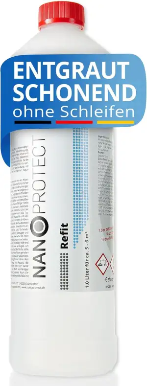 Nanoprotect Holz Refit | Holzreiniger und Holz-Entgrauer | 1 Liter für ca. 5-6 m