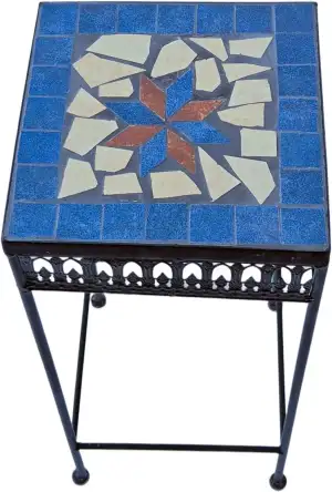 PrimoLiving Metall Blumenhocker/Beistelltisch Mosaik eckig schwarz Gr. M (P-911)