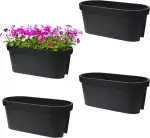 Spetebo Balkon Blumentopf oval anthrazit 4er Set - 60 x 28 cm - Kunststoff Pflanzkasten zum Einhä...