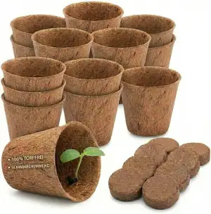 HappySeed 20x Kokos Anzuchttöpfe & Quelltabletten torffrei für eine erfolgreiche