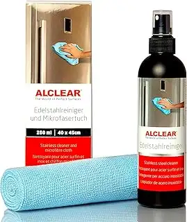 ALCLEAR 721ER Edelstahlreiniger Set + Mikrofasertuch - Reiniger für Edelstahlflä