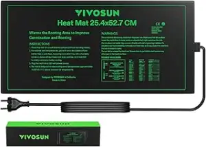 VIVOSUN Heizmatte 25,4x52,7cm für Setzlinge, Wasserdichte Wärmematte UL & MET Ze
