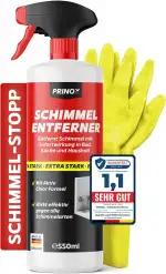 Profi Schimmelentferner Set inkl. 2 Schutzhandschuhe - Schimmelspray mit Hafteffekt gegen Schimmel an Wand, Fugen, Tapete, Textilien, Auto - Entfernt Schimmel hocheffektiv