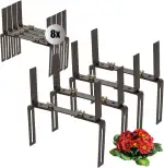 com-four® 8X Blumenkastenhalter für Balkon-Brüstungen und Geländer - Flexible Befestigung aus Metall für Pflanzkästen - 2-Fach verstellbar - kein Bohren (08 braun)