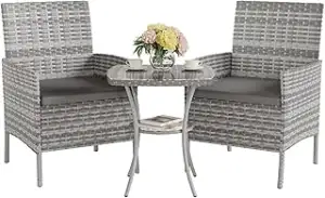 UDPATIO Gartenmöbel Set 3-Teilige Lounge Balkonmöbel Set mit Wetterfeste Gartent