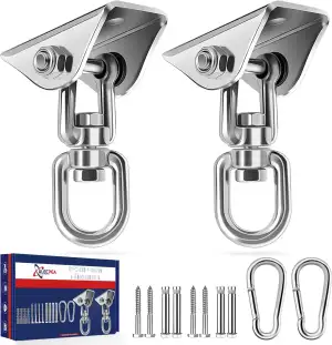 ALECPEA Edelstahl Deckenhaken Hängesessel bis 450kg [2er Set] - 360° drehbare De