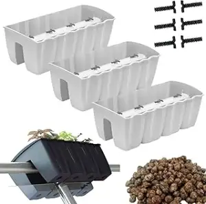 3X Geländerkasten | Balkonkasten mit Bewässerungssystem und Gummikappen für Wass