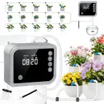 Bewässerungssystem Automatische für Indoor,Bewässerung mit LCD-Display für bis zu 15 Topfpflanzen,Tropfbewässerungsset mit 350 Modi and Type-C aufladbar,Anti-Siphon Tropfbewässerung für Urlau
