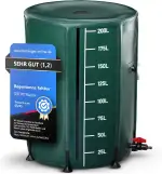 Regentonne faltbar 200 Liter Wasserfeste Witterungsbeständige Regenwassertonne [inklusive Füllstandsanzeige] Regenfass Wassertank [mit Integriertem Wing System] (GRÜN, 200 Liter)