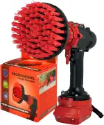 Premium Bohrbürste Professional – Hart 13 cm Rot | Kratzfreie Outdoor-Reinigungsbürste für Terrassensteine, Gartenwerkzeuge, Rasenmäher, Fahrräder, Autoreifen, Poolfliesen und Bootsrümpfe