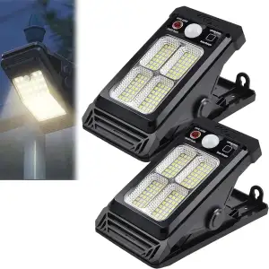 Solarlampen mit Bewegungsmelder, 2er-Set, 73 LEDs, USB, Clip-Montage, Wasserdicht, für Garten, Ba...