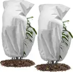 2pcs Winterschutz-Haube, 50g/m² 120cm x 180cm Frostschutzhaube für Pflanzenmit mit Zugband, Garden Winterschutzvlies für Pflanzen für Wetterfest, Kälte, Vögel und Insekten Beige -Weiss