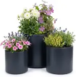 Prosperplast Blumentopf - Übertopf mit Einsatz HEOS | aus robustem Kunststoff | für Innen und Außen | UV-beständig und Frostbeständig | Anthrazit | 46,8 x 45 cm