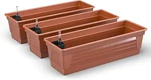 Plastard Blumenkasten Milano 3er Set 80 cm lang Farbe Terrakotta mit Wasserspeic