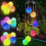Solar Windspiel für Draußen, Solar Kristallkugel Windspiel Licht Farbwechsel, Wasserdicht Windspiele für Garten, Solarbetriebenes Hängend Garten Deko Draußen, Geschenke für Frauen Geburtstag