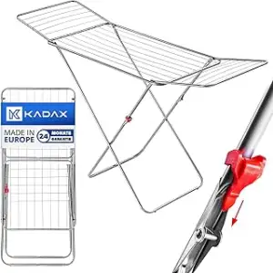 KADAX Wäscheständer mit 18m Trockenfläche Silber, ideal für Wohnung, Balkon & Garten, klappbarer ...