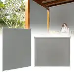 Senkrechtmarkise Außen Sonnenschutzrollo Außenrollo Balkonrollo Aussenrollos Wetterfest UV-Schutz Sichtschutz Sonnenschutz Rollo für Fenster Balkon Terrasse Garten, 140x140cm, Grau