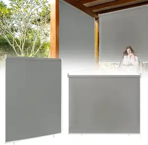 Senkrechtmarkise Außen Sonnenschutzrollo Außenrollo Balkonrollo Aussenrollos Wetterfest UV-Schutz Sichtschutz Sonnenschutz Rollo für Fenster Balkon Terrasse Garten, 140x140cm, Grau