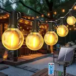 LED Lichterkette Aussen Solar, 10M Lichterketten 25 +2 G40 Glühbirnen Garten Beleuchtung mit Fern...