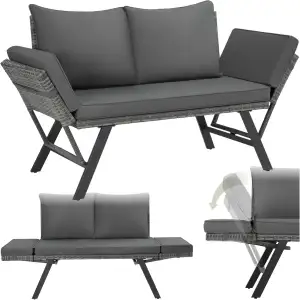 tectake® Rattan Loungesofa und Sonnenliege, Gartenmöbel, Lounge Möbel Outdoor, S