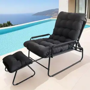 Loungesessel Outdoor, Balkonsessel Liegestuhl Gartenliege, Relaxsessel Garten mi