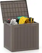 COSTWAY Gartenbox 96 L, Auflagenbox mit abschließbarem Deckel & Rattanoptik, wasserfeste Aufbewah...