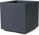 KONZEPT großer Pflanzkübel auf Rollen 40x40x40 cm, für innen und außen, quadratisch, anthrazit in Beton-Optik, aus Kunststoff, mobil – ideal für Garten, Terrasse, Balkon und Wohnräume