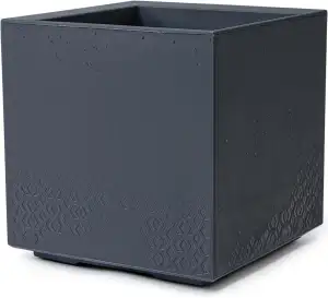 KONZEPT großer Pflanzkübel auf Rollen 40x40x40 cm, für innen und außen, quadratisch, anthrazit in Beton-Optik, aus Kunststoff, mobil – ideal für Garten, Terrasse, Balkon und Wohnräume