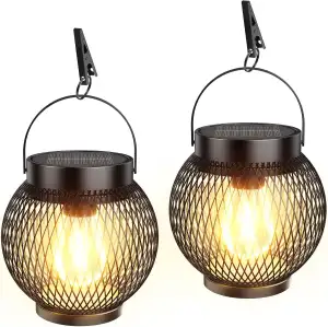 GEARLITE Solarlampen für Außen Hängend, 2 Stück Metall Solarlaterne für Außen mit Helle LED-Glühb...
