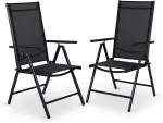 Gartenstuhl 2er-Set, Hochlehner, 7-fach verstellbar, wetterfester Garten-Klappstuhl, witterungsbe...