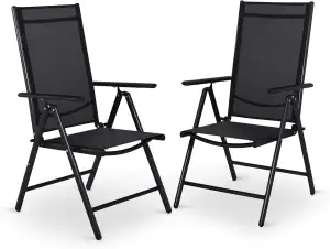 Gartenstuhl 2er-Set, Hochlehner, 7-fach verstellbar, wetterfester Garten-Klappst