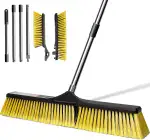 MASTERTOP Straßenbesen Draußen, 63 cm Breiter Besen mit Stiel Draußen,Tragbarer Gartenbesen Außenbesen fur Terrasse, Garage, Deck, Gelb