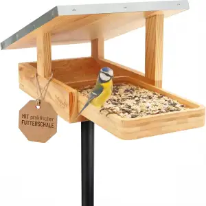 SteadyNature I Vogelhaus mit Ständer wetterfest modern mit Futterschale und Erds