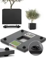 Pflanzwerk Pflanzkübel Untersetzer - Ultraflacher Designer Pflanzenroller - 28 cm x 28cm - Eckig ...