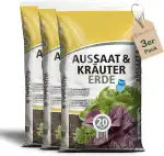 Anzuchterde torfreduziert 60 Liter (3 x 20 Liter) - Aussaaterde für Samen - optimale Versorgung durch perfekte Zusammensetzung - Kräutererde Blumenerde Pflanzerde für Blumen und Kräuter